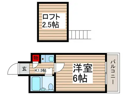 ジュネパレス松戸第47(1K/2階)の間取り写真