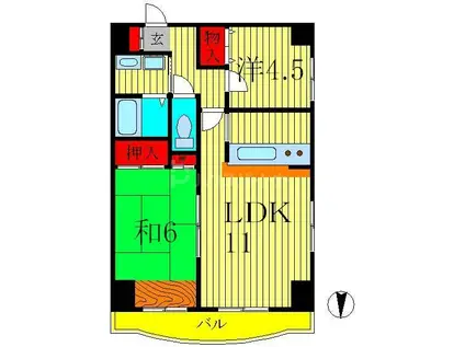 サンモール柏(2LDK/4階)の間取り写真