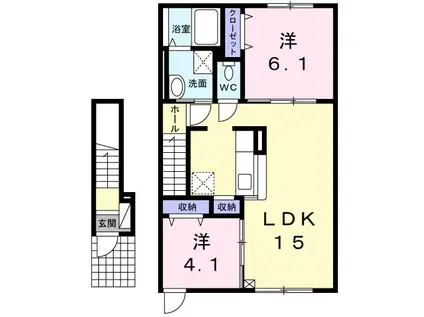 サウスバレー(2LDK/2階)の間取り写真