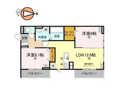 エムフルージュ(2LDK/3階)の間取り写真