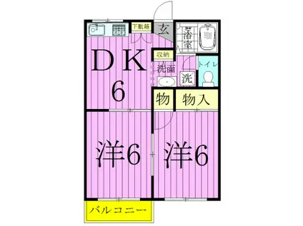 第2メゾンヒロ(2DK/2階)の間取り写真