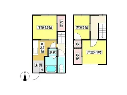 寺戸アパート メゾネット(3K/2階)の間取り写真