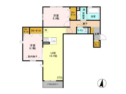 グランメゾン花(2LDK/1階)の間取り写真