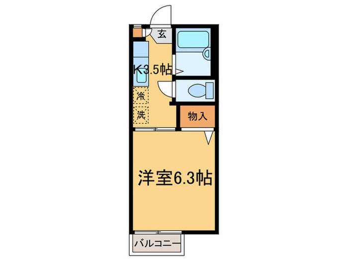 ハウス花水木(1K/2階)の間取り写真