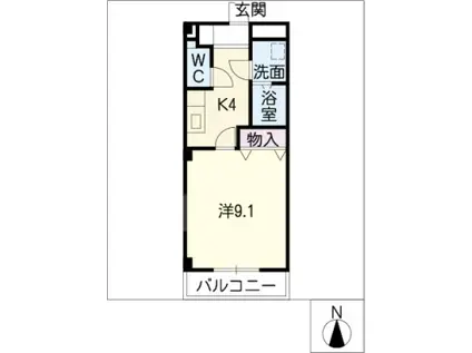 メゾンソレイユ(1K/1階)の間取り写真