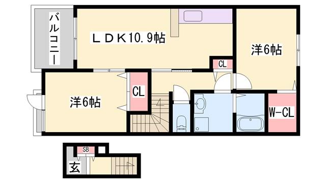 ヴィオラ(2LDK/2階)の間取り写真