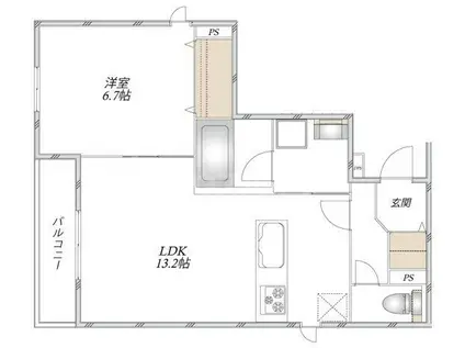 足立区谷中メゾン(1LDK/3階)の間取り写真