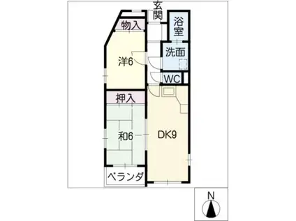 グランヴィ城木(2DK/2階)の間取り写真