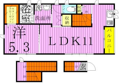 つくばエクスプレス 六町駅 徒歩5分 3階建 築7年(1LDK/3階)の間取り写真