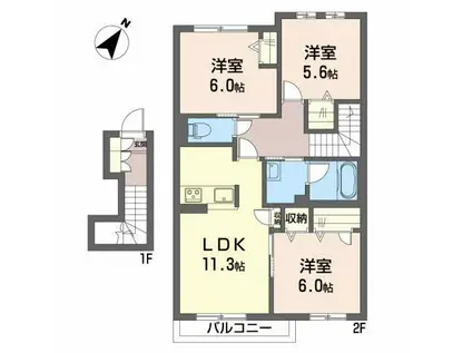 バルビゾン丸亀(3LDK/2階)の間取り写真