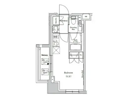 ザ・パークハビオ蕨(ワンルーム/2階)の間取り写真