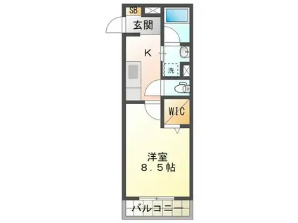 ルーエレジデンツ三日市(1K/1階)の間取り写真