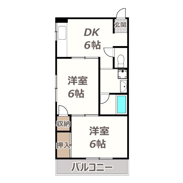 パルク長居(2DK/3階)の間取り写真