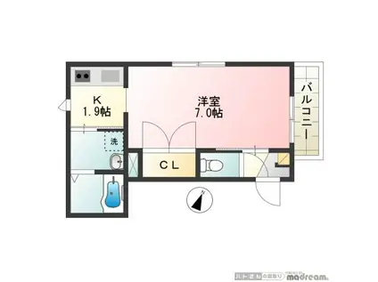 サニーヒルズ(1K/2階)の間取り写真