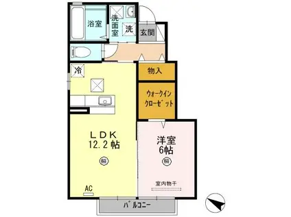 レスパッス・ゼン(1LDK/1階)の間取り写真