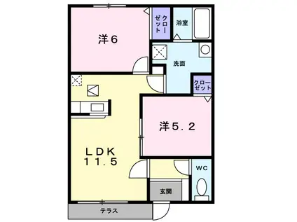 チェリーガーデンC(2LDK/1階)の間取り写真