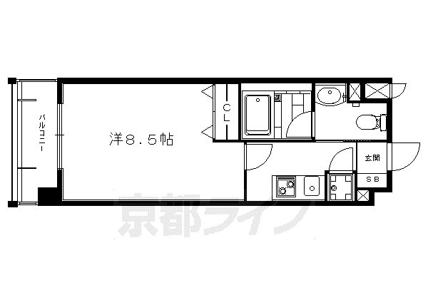 レジディア洛北(1K/2階)の間取り写真