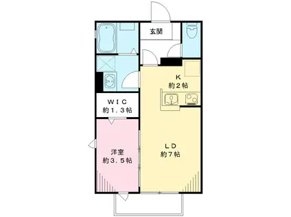 ラ・フルール(1LDK/2階)の間取り写真