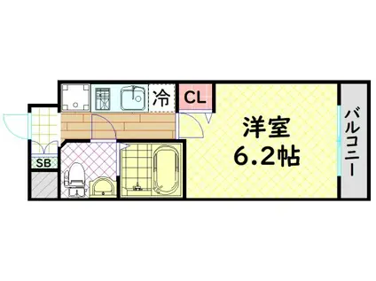 エグゼ大阪CITYツヴァイ(1K/13階)の間取り写真