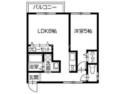 Fコーポ(1LDK/2階)の間取り写真