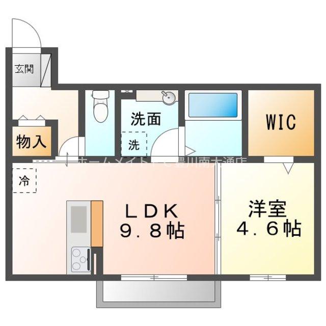 ヴェルドミール・ドゥエ(1LDK/1階)の間取り写真