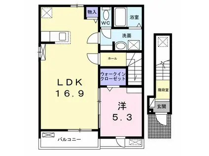 パルファン南落合03(1LDK/2階)の間取り写真