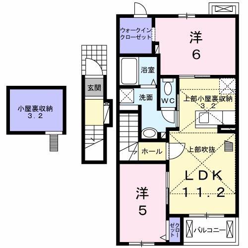 ボカージュ イースト(2LDK/2階)の間取り写真