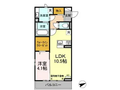 LILY GOLD(1LDK/2階)の間取り写真