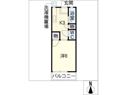 ロイヤル小塩V(1K/1階)の間取り写真