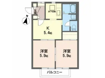 サンハイツ ヒロ(2K/1階)の間取り写真
