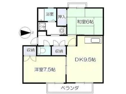 ガーデンホームズ柴田 IV番館(2DK/2階)の間取り写真