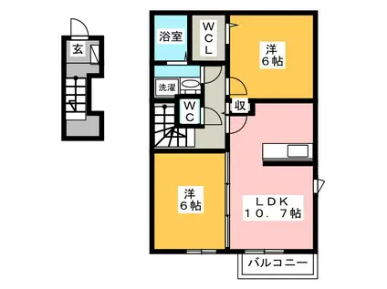 プリマヴェーラ II(2LDK/2階)の間取り写真