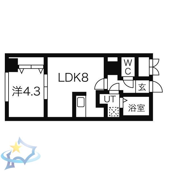 E-HORIZON山鼻(1LDK/6階)の間取り写真