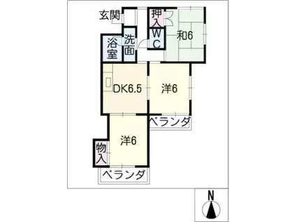 寺山パークハイツ(3DK/5階)の間取り写真
