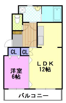 ドリームタウン三和B(1LDK/2階)の間取り写真