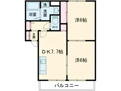 リープハウゼ(2DK/1階)の間取り写真