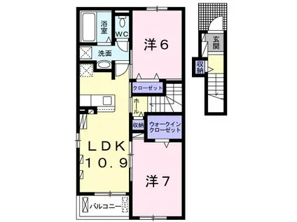 トレカーサII(2LDK/2階)の間取り写真