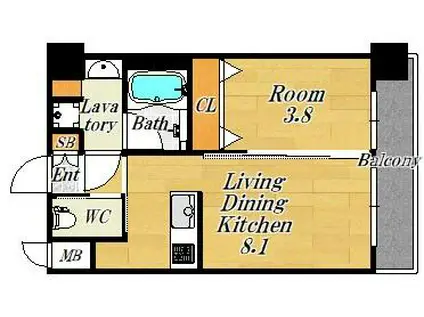 エスタート御幣島(1LDK/3階)の間取り写真