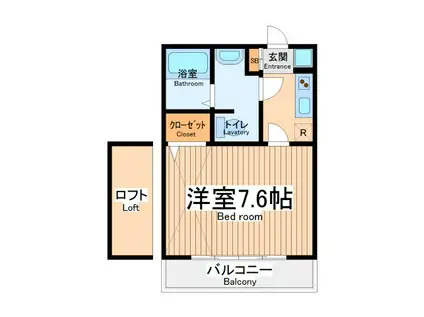 ファンタジア(1K/2階)の間取り写真