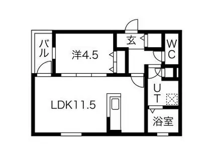 MS 上飯田(1LDK/1階)の間取り写真