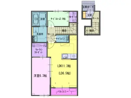 ヴェルジェ畑中(1SLDK/1階)の間取り写真