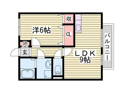 サニーハイツ(1LDK/1階)の間取り写真