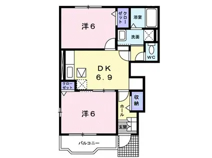 フレイムポニー A(2DK/1階)の間取り写真
