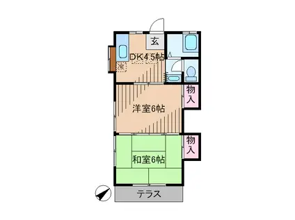 コーポ井上(2DK/2階)の間取り写真