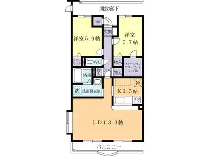 セントラルパレスI(2LDK/2階)の間取り写真