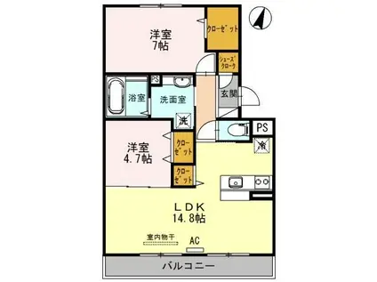 グランルミエール(2LDK/2階)の間取り写真