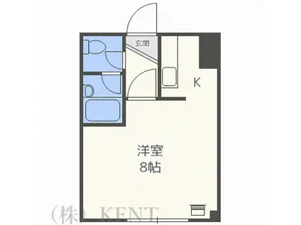 ヒューメイン山の手(1K/4階)の間取り写真