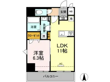 ジュグリシーヌ寿町(1LDK/9階)の間取り写真