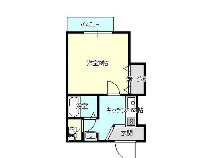 問屋町ハイツ II(1K/2階)の間取り写真