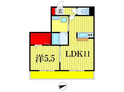 ベイヒルコート西船(1LDK/2階)の間取り写真